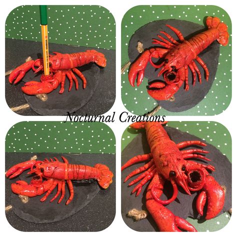 Clay Lobster, Lobster Sculpture, Play Doh Animals, Gumpaste Figures, Paint Pottery, Lobster Shack, Clay Crafts For Kids, Clay Sculptures, Maine Lobster