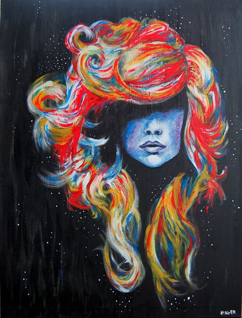 Rainbow Locks... this picture has been ripped off so many times. I can't stand when people steal work from artists. Behind Blue Eyes, Colorful Hair, Wow Art, Futurism, Pastel Art, Fantasy Illustration, Pics Art, Art Plastique, Oil Pastel