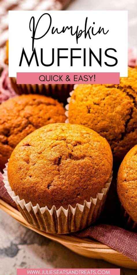 Pumpkin Muffins are the perfect fall breakfast, treat or snack! They are so easy to make, full of spice and pumpkin plus light and fluffy. Make a batch today! Homemade Pumpkin Muffins, Best Pumpkin Muffins, Vegan Pumpkin Muffins, Pumpkin Muffins Easy, Pumpkin Muffin Recipes, Streusel Muffins, Pumpkin Spice Muffins, Pumpkin Chocolate Chips, Healthy Pumpkin