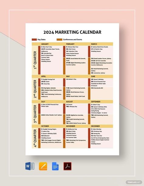 Marketing Planning Calendar, Editorial Calendar Template, Desk Calendar Template, Marketing Calendar Template, Branding Checklist, Excel Calendar Template, Content Calendar Template, Promotional Calendar, Marketing Plan Template