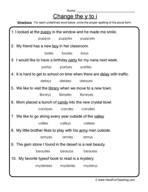 Plural Nouns - Have Fun Teaching I Worksheet, Plural Nouns Worksheet, Suffixes Worksheets, Nouns Activities, Silly Sentences, Singular Nouns, English Stories For Kids, Reading Comprehension Lessons, Nouns Worksheet