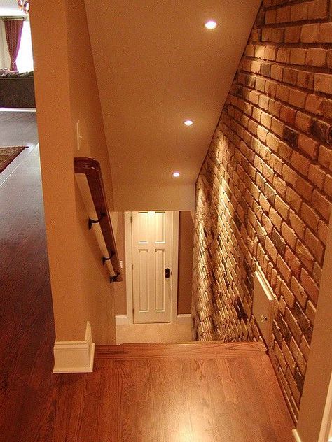 Basement Stairway Lighting Ideas: Light a Basement Stairwell Staircase Banister Ideas, Stairway Lighting Ideas, Basement Stair Lighting, Banister Ideas, Glass Hallway, Basement Stairway, Staircase Glass, Staircase Banister, Staircase Lighting Ideas