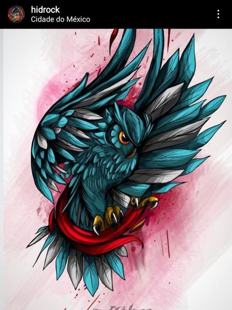 Owl Tattoo Colorful, New School Tattoo Designs For Men, Owl Tattoo Color, Traditional Owl Tattoos, Geometric Owl Tattoo, Chest Tattoo Drawings, Owl Tattoo Drawings, Dragon Tattoo Ideas, Fox Tattoo Design