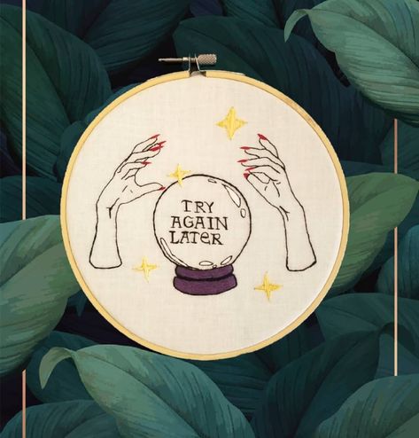 Crystal ball handmade embroidery design, fortune teller Crystal Ball Embroidery, Embroidery Bathroom, Embroidery Crystals, Handmade Embroidery Designs, Fortune Teller, Handmade Embroidery, Embroidery Ideas, Cross Stitching, Embroidery Inspiration