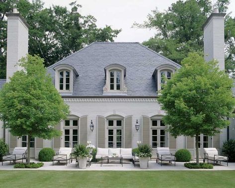 Hipped Roof House, French Country Exterior Homes, Southern Home Exterior, Southern Traditional Home, Southern Home Magazine, French Homes, French Provincial Home, Provincial Home, Southern Traditional