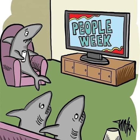 Shark Humor, Gary Larson Cartoons, Love Jokes, Shark Themed Party, Yoda Funny, Funny Today, Sharks Funny, Daily Jokes, Funny Animal Jokes