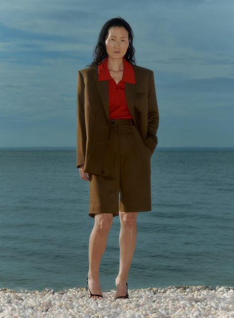 How Commission, the Rising New York Label, Is Elevating ’80s Asian Mom Style | Vogue Street Style Blog, Leather Midi Skirt, Brown Suits, Suit Pant, Design Jobs, V Neck Cardigan, Cheap Clothes, Style Blog, Mom Style