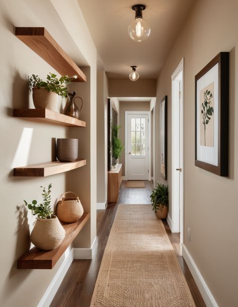 Big Hallway Ideas Entrance, Small Dark Hallway Ideas Brighten, Long Hallway Styling, Narrow Hallway Inspiration, Narrow Hallway Colour Ideas, Narrow Bedroom Hallway Ideas, Narrow Hallway Design Ideas, Hallway Small Ideas, Small Narrow Hallway Decorating