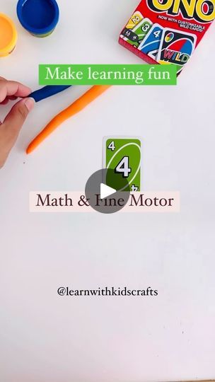 2.3K views · 3 comments | SAVE this math - counting activity. 

Use uno cards to cut playdoh while working on fine motor skills.

Comment “dough” for a simple play dough recipe that lasts for months.

Follow @learnwithkidscrafts for more ideas.

 #activitiesforkids  #handsonlearning #kidslearning #toddleractivities
#easyplayideas #kidactivities 
 #preschoolactivities #simpleactivities
 #montessoriathome #earlylearning
 #kindergarten #homelearning 
#preschoolathome  #earlychildhood #learningisfun #earlyyearseducation #learningthroughplay #stemeducation #kindergartenactivities  #diymom #playbasedlearning #stem #earlychildhoodeducation | Learn with Kids Crafts | kybba_ · Original audio Simple Play Dough Recipe, Math Counting Activities, Easy Playdough Recipe, Play Dough Recipe, Counting Activity, Uno Cards, Early Years Educator, Playbased Learning, Playdough Recipe