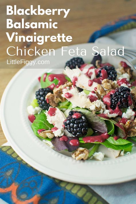 Blackberry Vinaigrette, Blackberry Balsamic, Blackberry Salad, Balsamic Vinaigrette Salad, Chicken Feta, Vinegar Salad Dressing, Salad Dressing Recipes Homemade, Vinaigrette Recipes, Balsamic Chicken