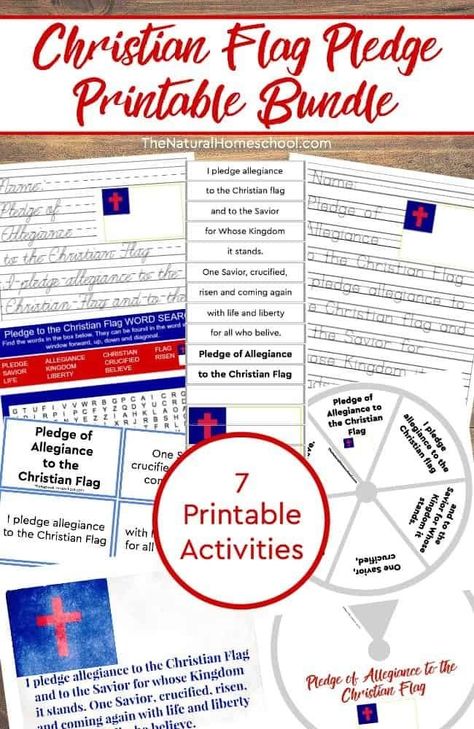 Christian Flag Pledge, Pledge Of Allegiance Activities, Pledge To The Christian Flag, Homeschooling Printables, Patriotic Activities, Free Educational Printables, Montessori Printables, Christian Flag, I Pledge Allegiance