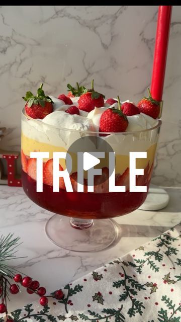 Lou Robbie on Instagram: "❤️Double tap if you love a TRIFLE! Follow @littleloucooks for more delicious recipes.   Trifle and jelly is my childhood Christmas dessert/pudding. My mum made it every year and still makes it. 🥰 I always wanted a massive trifle bowl and bought one this year! I love it.   It makes an impressive pudding - I just hope I can fit it in my fridge for the big day. 🤞  You can make a similar trifle in smaller bowls if you wish.   Cheats Massive Trifle - 10 portions  3 packs strawberry or raspberry jelly (135g pack) 300g premade sponge trifle - shop bought 800ml cooked cold custard (I bought the fresh custard made with cream) 500ml fresh cream  1 punnet fresh raspberries, 250g 1 punnet fresh strawberries, 250g **a drop of sherry for the trifle optional   Step 1: The mass Classic Trifle, Fruit Triffle, Trifle Bowl Desserts, Angel Food Trifle, Sherry Trifle, Trifle Recipes Easy, Trifle Bowl Recipes, Raspberry Trifle, Mini Trifle