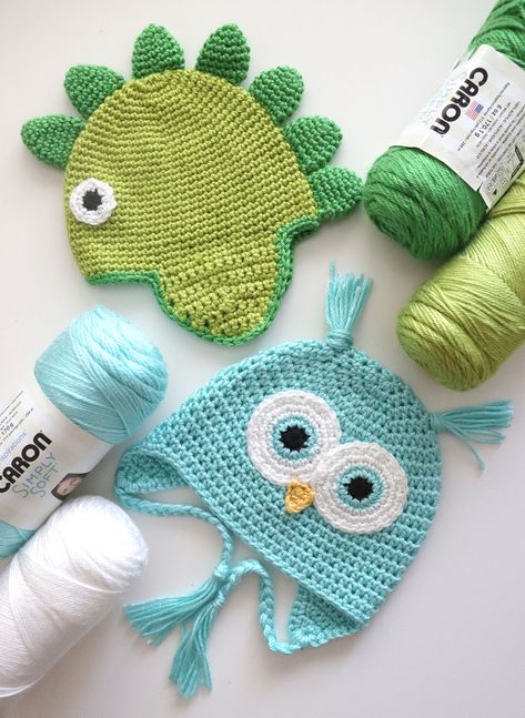 I have some exciting news! I’ve teamed up with Walmart to bring you two adorable crochet hat kits! Introducing the Caron Snowy Owl Crochet Hat and the Caron Dino-Hat! The owl and dinosaur beanie patterns are available for purchase as complete crochet kits. Each kit includes the pattern, all the yarn required to make the … Crochet Snowglobe, Crochet Rudolph, Dino Hat, Bernat Super Value Yarn, C2c Blanket, Yarn Wig, Crochet Owl Hat, Simpul Makrame, Crochet Chevron