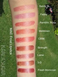 Mac Frost Lipstick Swatches Mac Craving Lipstick, Mac Brick O La, Makeup Tutorial Mac, Mac Lipstick Swatches, Makeup Shopping, Frosted Lipstick, Mac Lips, Creme Lipstick, Lipstick Swatches