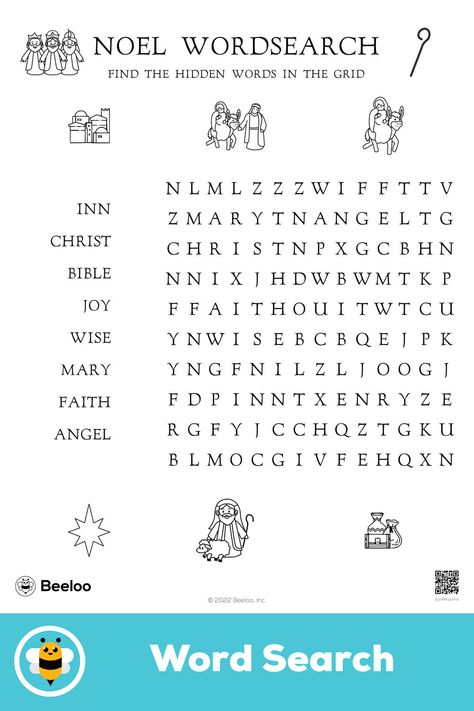 Medium nativity-themed word search for kids ages 5 and up Advent Word Search Free Printable, Nativity Trivia For Kids, Nativity Word Search For Kids, Nativity Matching Game Free Printable, Christmas Wordsearch Free Printable, Nativity Activity, Hidden Words, Printable Activities For Kids, Fun Printables