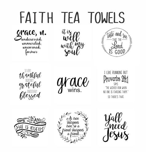 Christian Tea Towels, Tea Towel Sublimation Designs, Cricut Tea Towels, Tea Towel Sayings, Mending Hacks, Tea Towels Crafts, Hope Designs, Scripture Tea, Tea Towels Embroidery