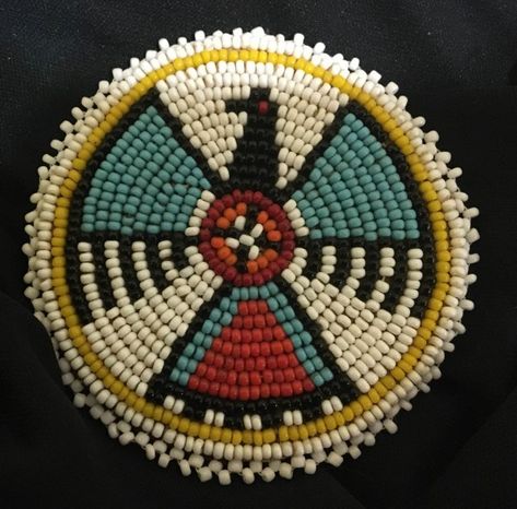 Native American Beaded Rosettes Researched and Conserved by Amanda Flavin Lakota Culture, Cherokee Jewelry, Virtual Exhibition, Indian Beadwork, Native American Beadwork Patterns, Missouri State University, Native American Regalia, Yellow Border, Native Beading Patterns