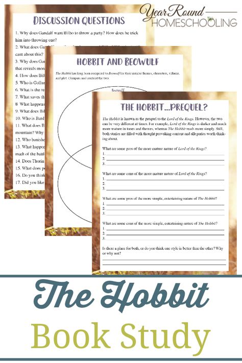 The Hobbit Book Study, Lord Of The Rings Homeschool, The Hobbit Unit Study, Hobbit Unit Study, Teaching The Hobbit, The Hobbit Book, Homeschool Literature, Literature Unit Studies, Hobbit Book