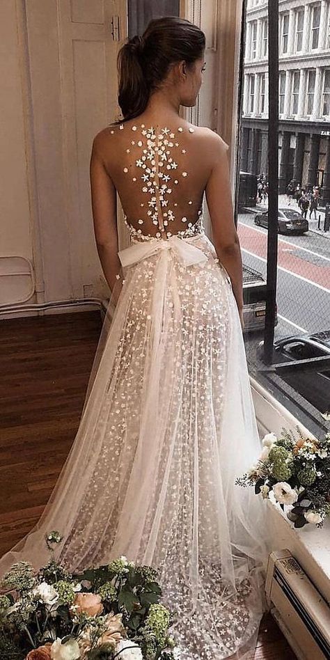 tattoo effect wedding dresses a line illusion back with bow berta Wedding Lingeries, Trend Tattoo, Line Illusion, Wedding Dresses A, Wedding Dresses A Line, Rustic Wedding Decorations, Bohemian Wedding Dress Lace, Dresses A Line, Sheer Wedding Dress