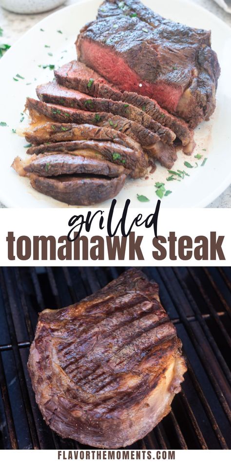 Grilled Tomahawk Steak Grilled Tomahawk Steak, Steak Meals, Grilled Dinner Recipes, Oven Baked Meatballs, Outdoor Cooking Recipes, Tomahawk Steak, Easy Grilling Recipes, Quick Pasta Recipes, Easy Steak