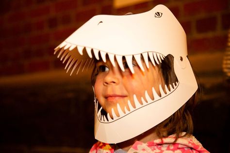 Make your own T-rex mask - Melbourne Museum Diy T Rex Costume For Kids, T Rex Costume Diy, T Rex Mask, T Rex Halloween Costume, Rex Costume, Kid Costume, Dino Costume, T Rex Costume, Melbourne Museum