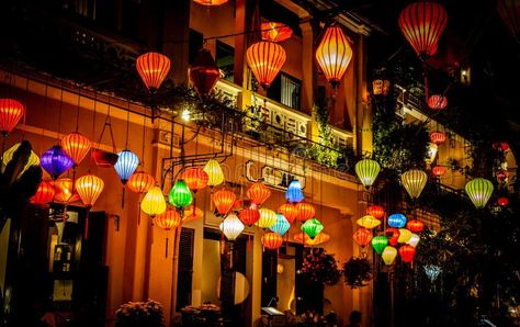 Hoi An Lantern Festival stock image Hoi An Lanterns Decor, Vietnam Lantern Festival, Lotus Lantern Festival, Asian Lantern Festival, People Street, Lantern Festival China, Lantern Festival, Hoi An, Vietnam