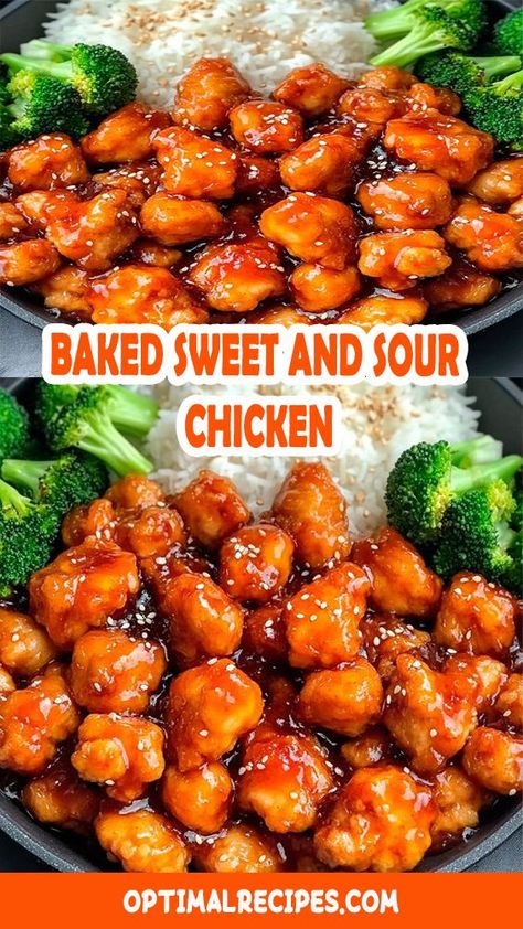 Craving a takeout classic but want to keep it light and easy? This Baked Sweet and Sour Chicken recipe is your go-to! Tender chicken baked to perfection in a tangy, sweet sauce with pineapple and bell peppers. Perfect for busy weeknights or impressing guests, and it's way healthier than takeout! 🍍✨ Click to get the full recipe and bring some serious flavor to your dinner table tonight. 🙌 #BakedChicken #SweetAndSour #EasyDinner #WeeknightMeals #HealthyRecipes Easy Baked Sweet And Sour Chicken, Sour And Sweet Chicken, Sweet And Sour Baked Chicken, Chicken Sweet And Sour Recipe, Chicken Recipes Sweet And Sour, Easy Sweet And Sour Chicken Recipe, Sweet Sour Chicken Easy, Quick And Easy Chicken Dinner Recipes, Sweet And Sour Chicken Recipes