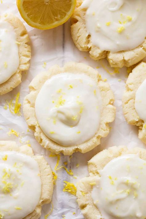 Swig Cookies, Lemon Sugar Cookies Recipe, Delicious Lemon Desserts, Swig Sugar Cookies, Cookies With Lemon, Cookies Lemon, Cream Cheese Sugar Cookies, Lemon Cream Cheese Frosting, Lemon Cream Cheese