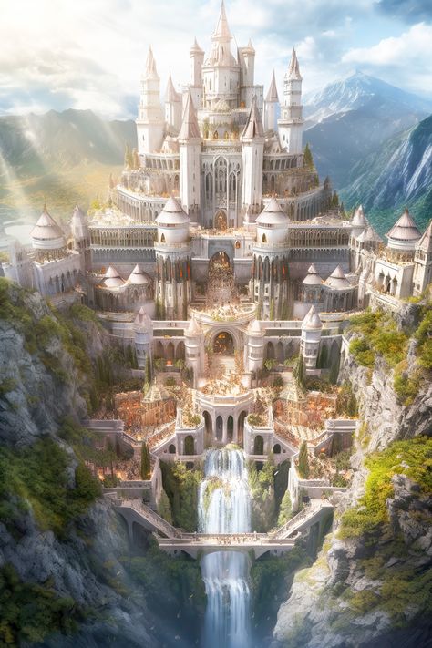 Orynth Castle, Cool Castles, High Fantasy Castle, Fantasy Buildings Art, Fantasy Places Art, Fantasy Palace Art, Fantasy Places City, Fantasy Castle Design, Fantasy Concept Art Environment