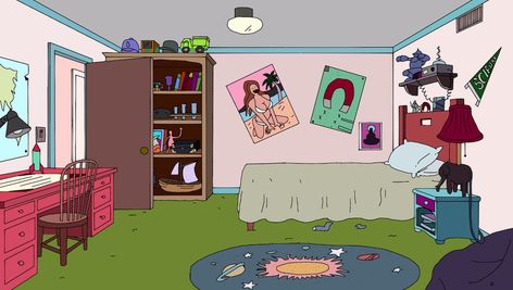 Rick And Morty Room, Rick And Morty House, Bobs Burger, Daria Morgendorffer, Greatest Movies, Animation Characters, Bedroom Scene, 3d Room, Art Basics