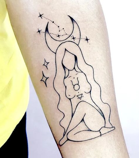 Black Taurus Goddess Tattoo, Taurus Venus Tattoo, Taurus Art Tattoo, Taurus Tattoo Designs For Women, Taurus Woman Tattoo, Venus Tattoo Planet, Venus Tattoo Goddess, Taurus Goddess Tattoo, Taurus Tattoo For Women