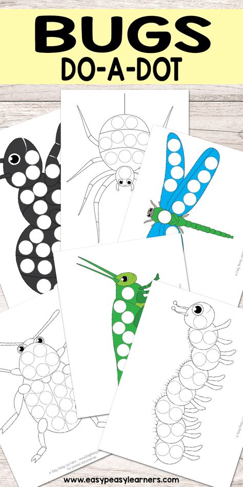 Free Bug Do A Dot Printables Insect Craft, Craft Fish, Science Art Projects, Bug Activities, Insects Preschool, Fish Coloring, Bugs Preschool, Insect Activities, Spring Art Projects