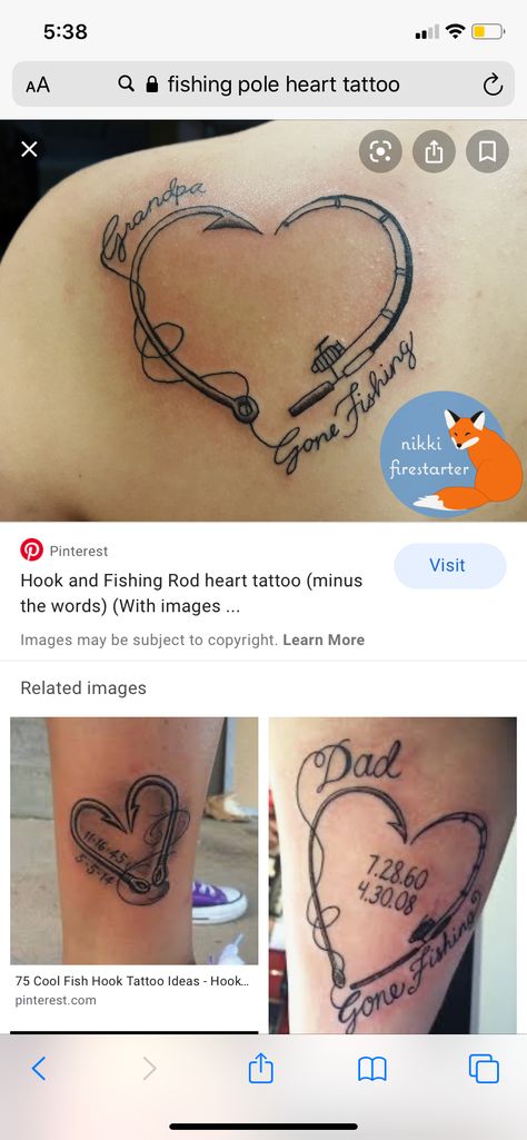 Fishing Tattoos, Fishing Hook Tattoo, Heart With Infinity Tattoo, Hook Tattoos, Awesome Tattoo, Cool Fish, Dad Tattoos, Kids Fishing, Infinity Heart