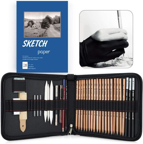 AmazonSmile : Fanciher Sketching Pencils Set-37 PCS Charcoal Drawing Pencils Art Kit and Supplies for Kids, Teens and Adults, Sketch Set with A5 sketchbook Kneaded Eraser : Arts, Crafts & Sewing A5 Sketchbook, Drawing Kit, Drawing Kits, Pencils Art, Kneaded Eraser, Painting Materials, Drawing Pencils, Sketch Paper, Professional Painters