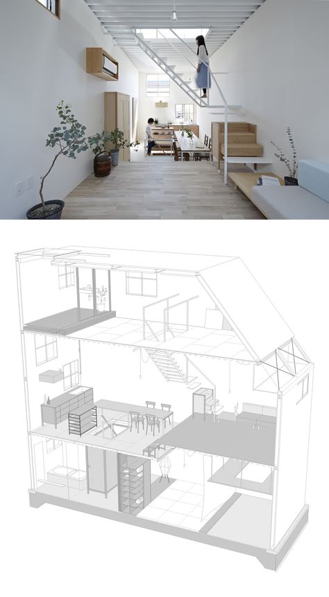 Tato Architects, Muji Home, Stairs Design Interior, Narrow House, Modern Staircase, Stairs Design, Concept Architecture, House Layouts, Residential Design