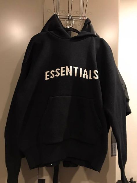 Essential Knit Hoodie, Essentials Hoodie Black, Essentials Knit Hoodie Outfit, Black Essentials Hoodie, Essentials Knit Hoodie, Black Essentials Hoodie Outfit, College Looks, Knit Hoodie, Hoodie Outfit