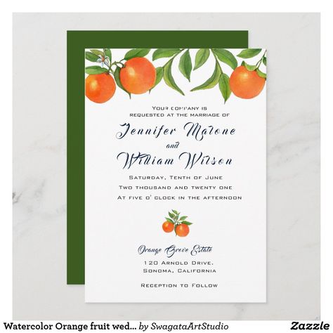 Watercolor Orange fruit wedding invitation Orange Themed Party, Citrus Wedding Invitations, Themed Party Invitations, Orange Blossom Wedding, Orange Wedding Invitations, Watercolor Orange, Fruit Wedding, Citrus Wedding, Orange Watercolor