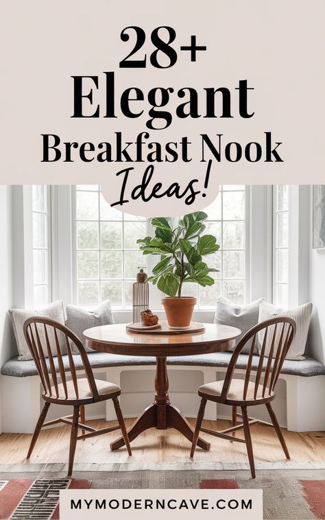 Upgrade your home with these 28+ modern and cozy breakfast nook ideas! Explore versatile designs, from sleek corner benches and bistro-style tables to rustic wood finishes and colorful textiles. Perfect for kitchens, dining rooms, or even bay windows, these ideas ensure you’ll find the perfect fit for your space. Enjoy a stylish and functional nook that becomes the heart of your home with these inspiring ideas. Bay Window Dining, Breakfast Nook Ideas, Kitchen Breakfast Nooks, Space Saving Hacks, Cozy Breakfast, Cozy Breakfast Nook, Nook Ideas, Bistro Style, Colorful Textiles