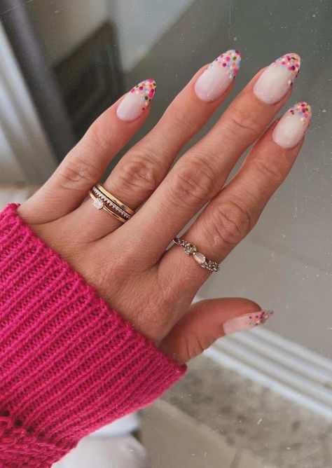 30 Birthday Nails, 40th Birthday Nails, 30th Birthday Nails, Fun Birthday Nails, Birthday Nails Ideas, Sprinkle Nails, 27 Birthday, Bday Nails, Birthday Nail Designs