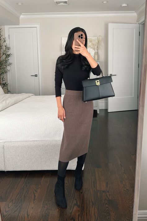 Shop CashSoft Rib Midi Sweater Skirt and other curated products on LTK, the easiest way to shop everything from your favorite creators. Ribbed Skirt Outfit, Skirt Business Casual, Sweater Midi Skirt, Midi Sweater Skirt, Cropped Trench Coat, Business Casual Outfit, Petite Blazer, Ribbed Skirt, Stylish Fall Outfits