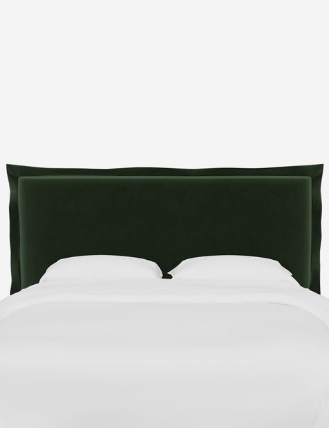 Bring bespoke appeal to your room with the Elara headboard. The flanged border offers a soft, inviting silhouette to your bed. Tailor this look for a personalized bedroom style with a beautiful selection of fabric options. Red Velvet Headboard, Green Upholstered Headboard, Dark Green Headboard, Green Velvet Headboard, Green Velvet Bed, Green Upholstered Bed, Unique Headboard Ideas, Luxury Headboard, Green Headboard