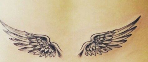 Wing Chest Tattoo Female, Collarbone Wing Tattoo, Angel Wings Chest Tattoo Female, Shaded Angel Wings Tattoo, Angel Wings Tattoo Tramp Stamp, Wing Rib Tattoo, Tramp Stamp Angel Wings, Wings Lower Back Tattoo, Angel Wing Tramp Stamp