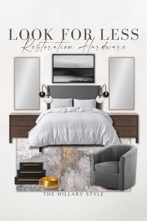 Restoration Hardware Look For Less, Restoration Hardware Bedroom, Restoration Hardware Look, Brown Nightstand, Amazon Furniture, Beautiful Bedroom Colors, Brown Nightstands, Black And White Abstract Art, Gold Bowl