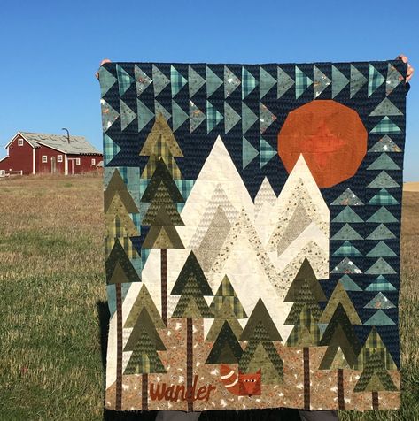 The Mountains are Calling Kit only Mountain Quilt Pattern, Forest Quilt, Mountains And Trees, Landscape Art Quilts, Mountain Quilts, Quilted Wall Hanging, Landscape Quilt, Mountains Are Calling, Landscape Quilts