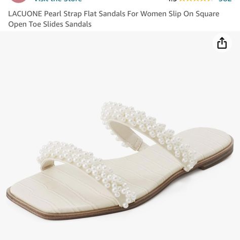 New Never Worn Pearl Strap Sandals. Bought For My Wedding But Didn’t End Up Wearing Them, And Past The Return Date! Flat Sandals For Women, Beige Flats, Pearl Sandals, Two Strap Sandals, Chic Flats, Braided Sandals, Strap Sandals Women, Slides Sandals, Cute Sandals