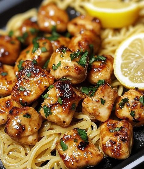 ALDI Aisle of Shame Community. | 🍋🧄 Garlic Butter Chicken Bites with Lemon Parmesan Linguine 🧄🍋 | Facebook Garlic Butter Chicken Bites With Lemon Parmesan Linguine, Parmesan Linguine, Garlic Butter Chicken Bites, Butter Chicken Bites, James Martin Recipes, Favorite Recipes Chicken, Chicken Breast Recipes Easy, Garlic Parmesan Chicken, Garlic Butter Chicken