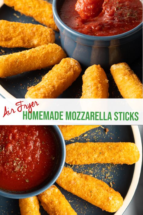 Healthy Mozzarella Sticks, Homemade Cheese Sticks, Frozen Mozzarella Sticks, Chicken Mozzarella Pasta, Homemade Mozzarella Cheese, Homemade Mozzarella Sticks, Mozzarella Cheese Sticks, A Spicy Perspective, Air Fryer Recipe