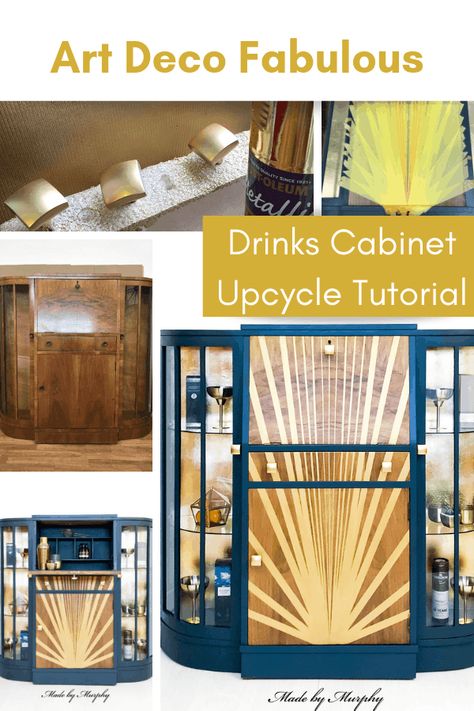 How to Upcycle a Bureau into an Art Deco Drinks Cabinet - Upcycle My Stuff Art Deco Cupboard, Cupboard Upcycle, Bureau Upcycle, Art Deco Diy, Drinks Cabinets, Bar Remodel, Diy Art Deco, Deco Sideboard, Deco Bar