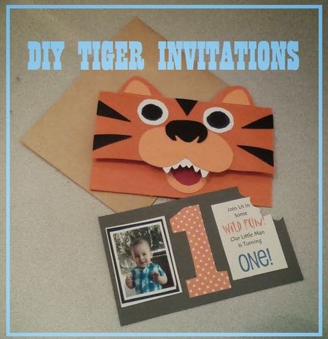 DIY Tiger Invitations Red Scrapbook Paper, Willow Crafts, Fish Diy, Daniel Tiger Birthday Party, Jungle Invitations, Tiger Birthday Party, Tiger Birthday, Birthday Invitations Diy, Invitations Template