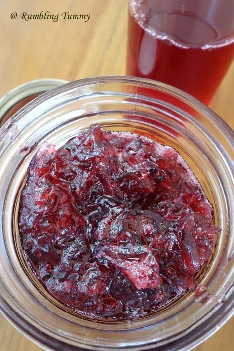 Rumbling Tummy: Roselle Jam Sorrel Jam, Roselle Recipes, Hibiscus Roselle, Hibiscus Jam, Roselle Jam, Hibiscus Recipe, Roselle Hibiscus, Hibiscus Syrup, Trini Food